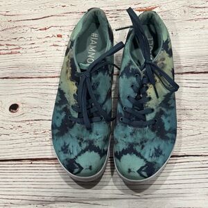 NOBULL Canvas Trainer Workout Shoes in Aqua/Green Tie Dye Sz 10.5